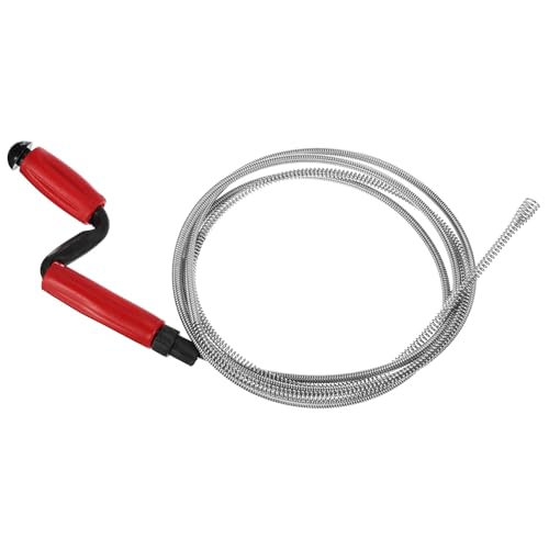 HARFINGTON Drain Augers 10 Ft Carbon Steel Flexible Plumbing Auger Hair Drain Cleaner Tool Toilet Auger Clog Remover Tool for Kitchen Bathroom Shower Sink Toilet Bathtub, Red