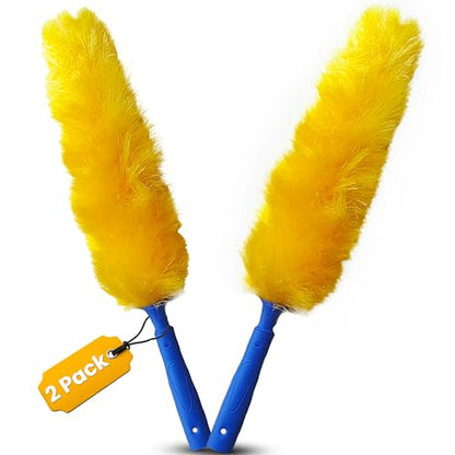 US Duster Company Static Duster - 23-inch Electrostatic Dusters - Long and Flexible Static Feather Duster - Soft Nylon Fibers - Long Duster for Home Cleaning - Attracts Dust Like a Magnet 2 Pack