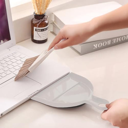 Mini Broom and Dustpan Set Hand Broom with Dustpan Portable Housekeeping Cleaning Tools for Desk,Counter,Sofa,Kitchen,Office,Nest (Off White) - color: Off white