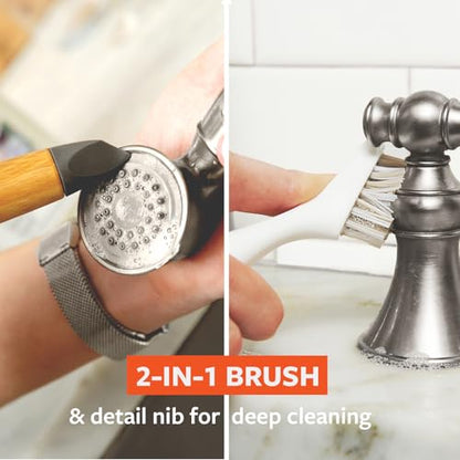 Full Circle Every-Crevice Detail Brush, Deep Cleaning Brush for Crevices, Shower, & Grout, Tough Bristles, Sustainable Bamboo Handle, White - color: White, size: 1 Pack