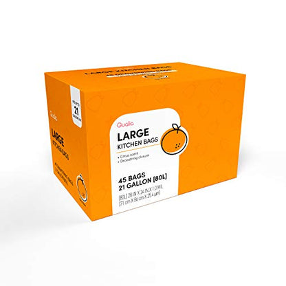 QUALIAZERO CITRUS SCENTED 21 Gal / 80 Liter | Drawstring Closure Trash Bag | Heavy Duty (CITRUS, 45 BAGS), WHITE, (L10001) - size: 45 Count (Pack of 1), style: CITRUS