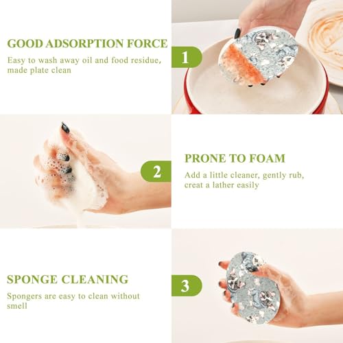 Adorable French Bulldog Pattern Dish Scrub Sponges Kitchen Non Scratch Reusable Compressed Cellulose Sponge Hanging for Household Cleaning Washing Dishes Pots and Pans 3 Pack - color: Pattern20