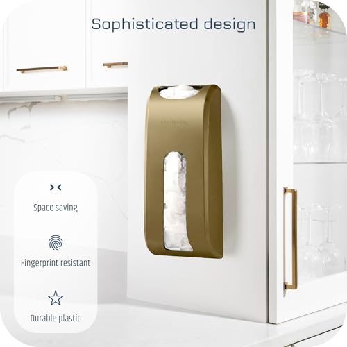 Manterio Wall Mount Plastic Bag Organizer | Durable Plastic Grocery Bag Saver | Smudge Proof, Fingerprint Resistant - color: Gold