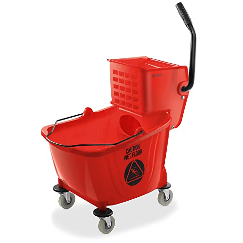 Dryser Commercial Side Press Wringer Combo Mop Bucket, 33 Quart, Red - color: Red
