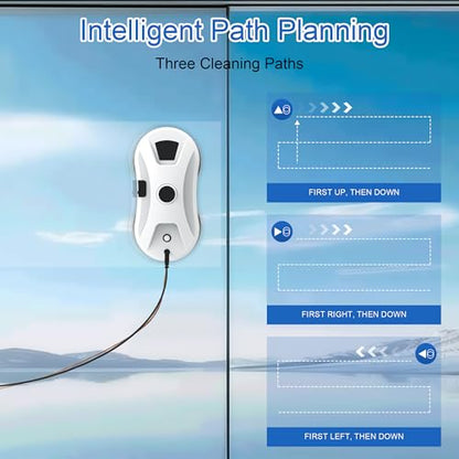 Automatic Window Cleaning Robot, Smart Robot Window Cleaner | window cleaning robot inside and outside with Spray,3000Pa Suction, Intelligent Path Planning, Remote Control for High Glass