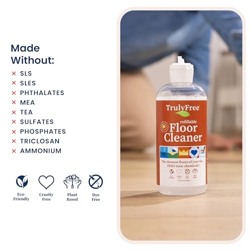 Truly Free Floor Cleaner Kit - Plant-Based Mopping Solution - DIY All-Surface Cleaner for Hardwood, Tile, Wood & Concrete (16 oz Reusable Empty Bottle + Two Fills, 3 oz ea.)