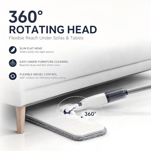 Rsefly Spray Mop for Floor Cleaning, 300 ml Refillable Bottle, 360° Swivel Head with Reusable Microfiber Pad, Lightweight Wet Dry Cleaner for Hardwood, Tile, Laminate and Marble