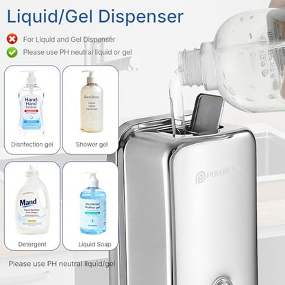 Commercial Soap Dispenser Wall Mounted, 37oz Stainless Steel Hand Soap Dsipenser, Liquid Manual Anti-Leak Pump Soap Dispenser, Rust-Proof Lining Liquid Hand Sanitizer Dispenser for Bathroom - color: Blk-1618-1100
