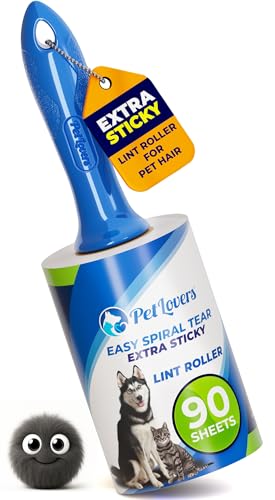 PetLovers Extra Sticky Lint Roller Single Unit 90 Sheets for Pet Hair Removal, Dog and Cat Lint Remover (1 Pack) - size: 1pack