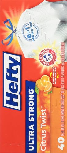 Hefty Ultra Strong Trash Bags 13 Gallon | Tall Kitchen | Drawstring Closure | Odor Control | Citrus Scent | 40 Bags, Pack of 6 - size: 40 Count (Pack of 6), style: Citrus Twist