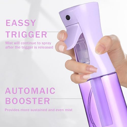 3 Pack Spray Bottles, 2-Pack Continuous Spray Bottles,Fine Water Mist Spray Bottles for Hair 6.8 OZ (200 ML) and 1oz 30ml Travel Spray Bottle Mister for Cleaning,Hairstyling,Plants,Barbers,Purple