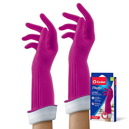 PLAYTEX Living Reuseable Rubber Cleaning Gloves (Large, 2 Pairs), Premium Protection Reusable Household Gloves - size: Large (Pack of 2)
