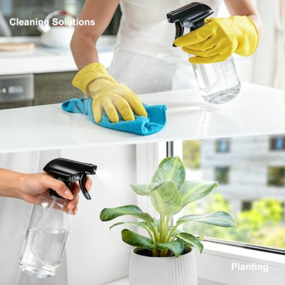 Spray Bottles 16oz 2 pack — 360° Any-Angle Spraying, Mist & Stream Plastic Empty Water Sprayer, with Measurements & Weighted Straw, Leak-Resistant for Cleaning Solutions, Planting, Hair + Funnel - style: 16oz, 2 pack