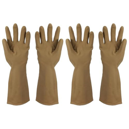 uxcell Rubber Cleaning Gloves, Reusable Household Dishwashing Long Rubber Gloves - color: Brown, size: Medium