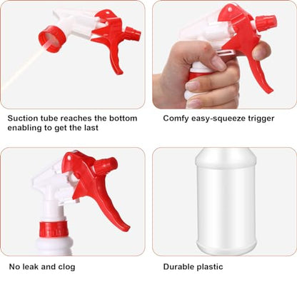Rtteri 24 Pcs 16 Oz Plastic Spray Bottle for Cleaning Solutions Bulk Empty and Reusable Leak Proof Spraying Bottles for Cleaning, Water, Auto Details, Commercial, Bathroom(Red, White) - color: Red, White