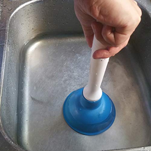 Drain Plunger, Small Hand Force Plumber Helper, Little 4 inch Cup Clog Remover, Tiny Rubber Unclogger in 9" Short Handle for Kitchen Sink, Bathroom Toilet, Shower Bath Tub (Blue + Green) - color: Blue + Green