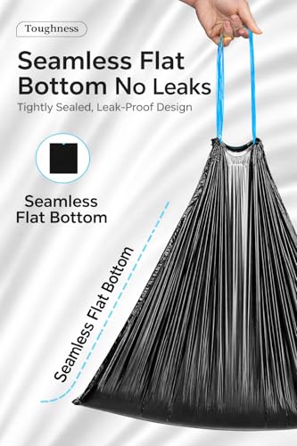 20 Count Drawstring Trash Bags, 12-13 Gallon Unscented Tall Kitchen Garbage Bags, 3 Mil Extra Thick & Leak-Proof, Easy Tie Cinch, Perfect for Kitchen Bathroom Office (60 * 70cm, Black) - size: 1 Count (Pack of 20), style: 60x70cm