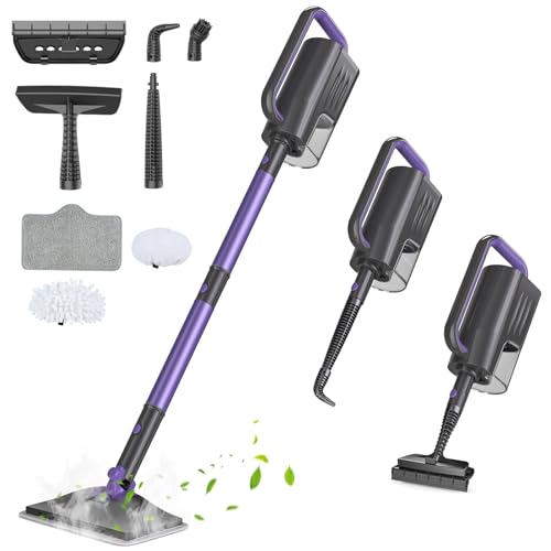 Steam Mop, Steam Cleaner with 400ML Water Tank, 2 Washable Pads, 23FT Power Cable floor steamer, Detachable Steam Mops for sealed Hard Floors, Marble, Stone, Hardwood (Lavender)