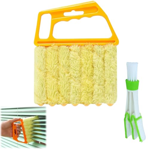 Blind Cleaner Duster Tool,Upgrade Detachable Window Blind Cleaner Tool,7 Fingers Dusting Cleaner Mini Blind Duster Brush for Wood Blinds Air Conditioner Vents Fans Car Vents Cleaning (Yellow) - color: Yellow