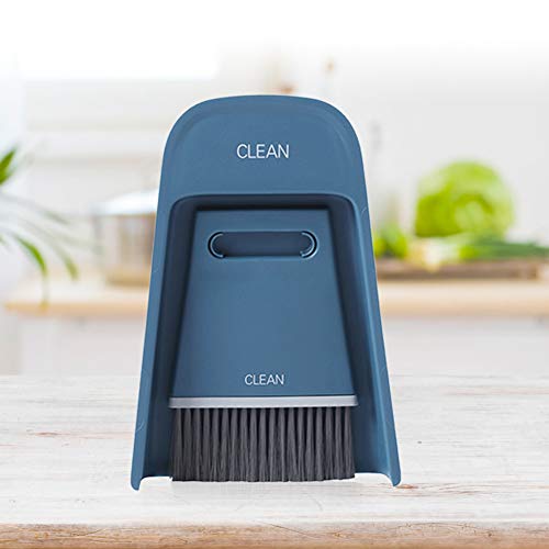 Mini Dustpan and Brush Set, Portable Snap on Design Desktop Cleaning Brush Handheld Crumb Sweeper for Sofa Car Kitchen (Dark Blue) - color: Dark Blue