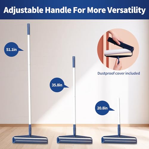 13.8in Large Size Floor Lint Rollers for Pet Hair Extra Sticky 51.2in Long Handle Giant Big Hair Picker Upper from Sticky Mop for Cleaning Dog Cat Hair Animal Fur Removal Roller Couch Bed Sheet Carpet