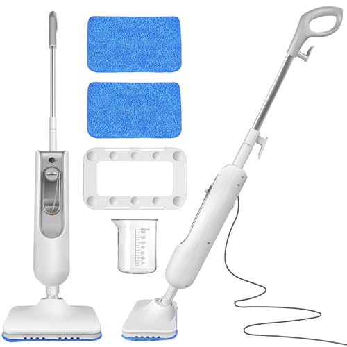 Steam Mop Cleaner 15000W with 13.5oz Water Tank, 16ft Long Power Cable, 2 Replacement Steam Mop Pads, Electric Power Floor Steamers for Hard Floors, Marble, Stone, Hardwood, Tile, Laminate