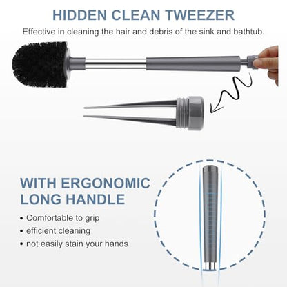 SetSail Toilet Brush and Holder 4 Pack, Self Closing Lid Toilet Bowl Brushes Holder Extra Long Handle Ventilated Toilet Brush Set for Bathroom Cleaning, Nylon Bristles, Grey - color: Gray, size: 4 packs