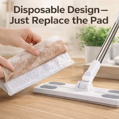 EVGATSAUTO Dust Mop for Home with Washable Microfiber Pad, Static Dusting Mop, Multifunctional Wet and Dry Floor Duster for Hardwood, Tile, Laminate Floors