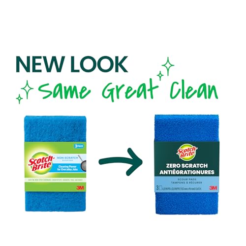 Scotch-Brite Zero Scratch Scour Pads, 6 in. x 3.8 in. (Blue) / 3-Pack