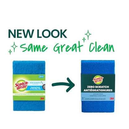 Scotch-Brite Zero Scratch Scour Pads, 6 in. x 3.8 in. (Blue) / 3-Pack
