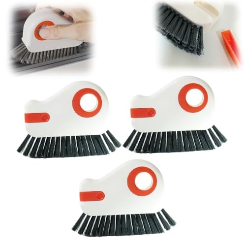 2 in 1 Groove Cleaning Brush Window Track Cleaning Tools, 2025 New Hard Bristle Crevice Cleaning Brush with Hidden Scraperfor Sliding Door Track, Window Sill, Shutter Door(Orange,3pcs) - color: Orange,3pcs