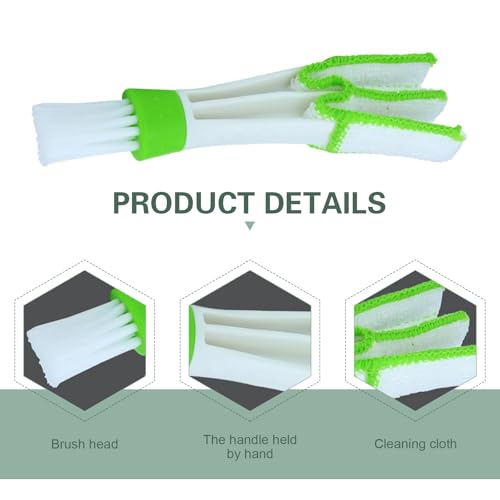 3PCS Mini Duster for Car Air Vent, Dual-Ended Soft Microfiber Washable Reusable Brush Heads, Cleaning Tool for Blinds, Keyboards, Air Conditioning Vents, and Fans (Green)