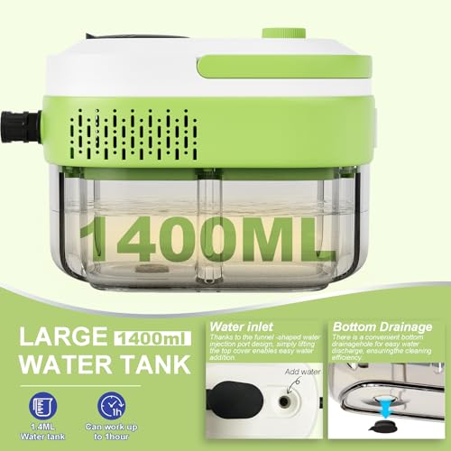 Steam Cleaner, 15s Heat-Up,1.4L Tank,Steamer for Cleaning with 14-Piece Accessories, 3 Steam Levels, chemical-free Cleaning Tile, Grout, Dirt, Grease & Car (white＆green) - color: white＆green