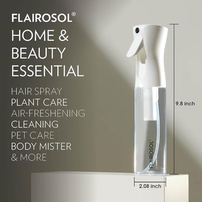 FLAIROSOL - The Original, Spray Bottle for Hair, Plants & More, Continuous Mister, Ultra Fine Water Mist, 10.1oz/300ml, Clear Bottle - Black Print - color: Clear Bottle - Black Print