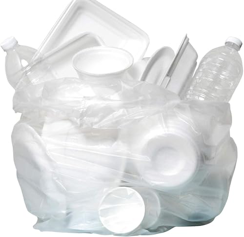 Aluf Plastics High Density Trash Bags, 12-16 Gallon, 500 Count, 16 Micron (eq), 24" x 33", Clear, For Bathroom, Office, Industrial, Commercial, Janitorial, Municipal, & Recycling - color: Clear, style: 12-16 Gal, 16 Micron Equiv, 500 Count