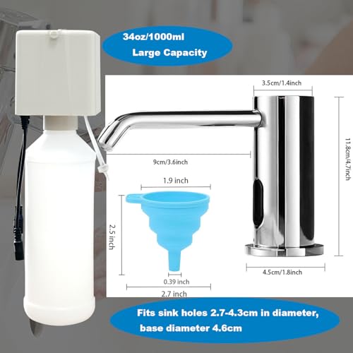 Touchless Automatic Soap Dispenser for Kitchen Bathroom Sink Built in Liquid Commercial Electric Soap Dispenser with Bottle and Pump Chrome Platingd - color: Electroplate-liquid