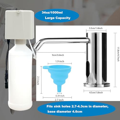 Touchless Automatic Soap Dispenser for Kitchen Bathroom Sink Built in Liquid Commercial Electric Soap Dispenser with Bottle and Pump Chrome Platingd - color: Electroplate-liquid