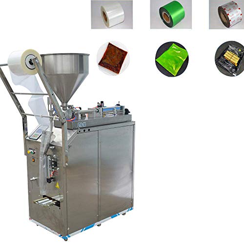 INTBUYING Automatic Quantitative Paste Liquid Filling Packing Machine 10-100ml Stainless Steel Automatic Liquid and Paste Filling Sealing Machine for Water Milk Oil Vinegar 110V