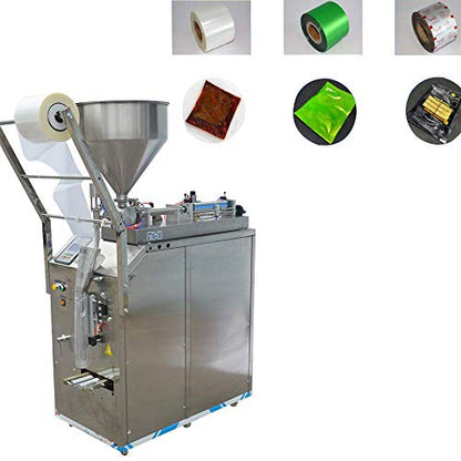 INTBUYING Automatic Quantitative Paste Liquid Filling Packing Machine 10-100ml Stainless Steel Automatic Liquid and Paste Filling Sealing Machine for Water Milk Oil Vinegar 110V