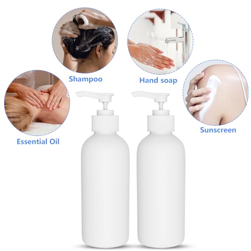DTDNZKN 2 Pack 10 Oz (300ml) Pump Bottles Dispenser | Refillable Container with Labels for Liquid Soap, Essential Oil, Shampoo, Lotion