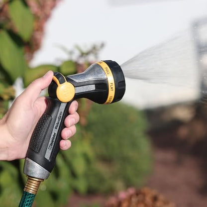 Melnor 65188AMZ RelaxGrip Metal Nozzle, Multi-Pattern, Arthritis Foundation Ease of Use Certified, Quick Connect Bundle, Black, Yellow - size: 8-Pattern, style: Thumb Control