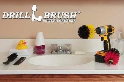 Spin Brush Cleaning Kit - Drill Brush - Concrete, Brick, Fireplace, Stone - Bird Bath - Garden Statuary - Bathroom Accessories - Soap Scum, Hard Water, Mineral, Calcium, Rust Stains and Discoloration - color: Yellow / Red