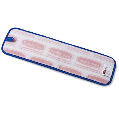 Rubbermaid Commercial Products Mop Head for Microfiber Damp Mop, 18-Inch, Blue, Heavy-Duty Single Sided Cleaning Cloth for Hardwood/Tile/Laminated Floors in Kitchen/Lobby/Office - style: Reusable Microfiber Blue - 1ct