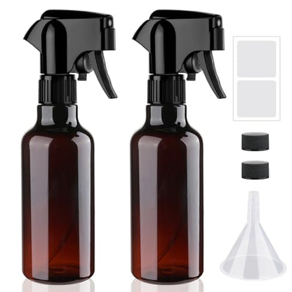 Plastic Spray Bottles 12oz Mist Spraying Bottle Continuous Mister Spray Bottle Heavy Duty Empty Water Spray Bottles for Hair, Cleaning Solutions, Plants，Essential Oils 2 Pack (Brown-2pcs) - color: Brown-2pcs