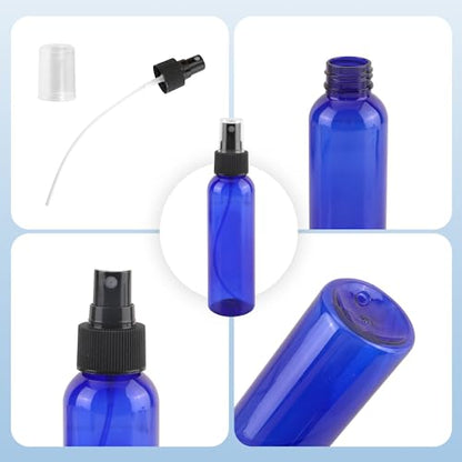 36 Pack Blue Small Spray Bottles 4 oz/120 ml Plastic Spray Bottles, Fine Mist Empty Small Travel Spray Bottle, Refillable Mini Sprayer Empty Bottle Bulk with 10 Funnels and 10 Labels - color: Blue
