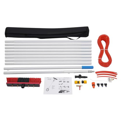 32.81 FT Solar Panel Cleaning Kit, Window Cleaning System, 20M Hose & BrushHead, Washing Equipment Window Cleaner Tool Water Fed Pole Kit for Roof Caravan Solar Panel - size: 10m/32.81ft
