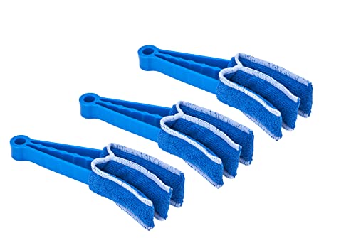 Blind Cleaner Duster Tool, Fan Blade Cleaner, Air Duct Cleaning Tools, Blue Window Blinds Cleaner with Microfiber Sleeve for Fans, Window Blinds, Vents, Shutters…(3 Pack -Superio) - size: 3