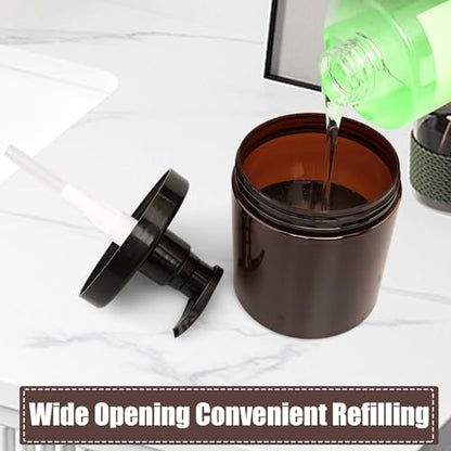 Cosywell Pump Bottle Dispenser Shampoo and Conditioner Dispenser 2 Pack 16.9oz/500ml Wide Mouth Hand Soap Dispenser Refillable Plastic Empty Liquid Container for Lotion Body Wash(Brown) - color: Brown, size: 2x 500ml