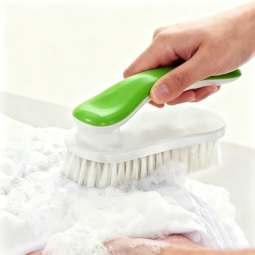 2Pack Shoe Cleaning Brush Household Laundry Clothes Scrubbing for Stains Bathroom Ergonomics Grip Easy Hold (2, Green) - color: Green