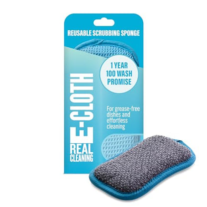 E-Cloth Washing Up Pad, Premium Microfiber Non-Scratch Kitchen Dish Scrubber Sponge, Ideal for Dish, Sink and Countertop Cleaning, 100 Wash Guarantee, Blue, 1 Pack - color: Blue, size: 1 Pack